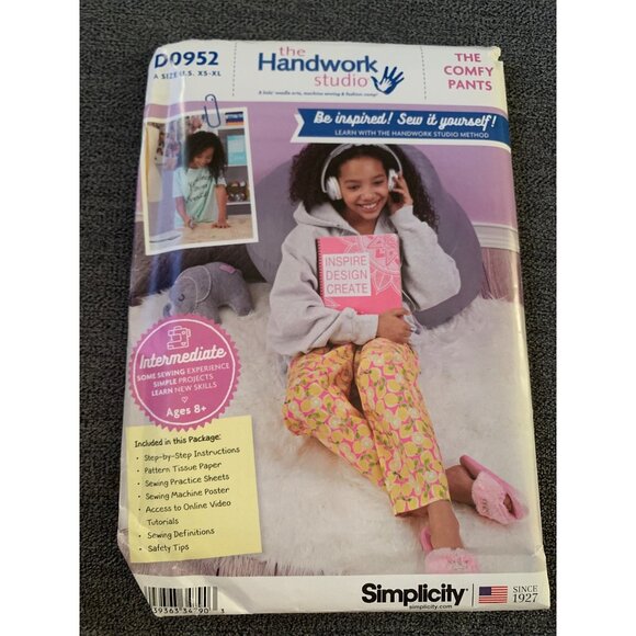 Handwork Studio Comfy Pant Sewing Pattern D0952 Size XSmall Small Meduim Large X - Picture 1 of 4